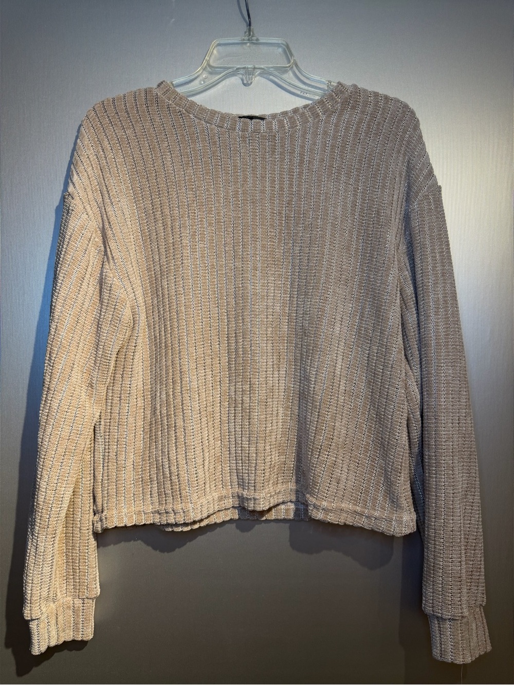 Lulu's Cream Ribbed Crewneck Sweater